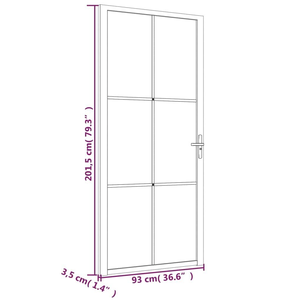 vidaXL Sisäovi 93x201,5 cm musta mattalasi ja alumiini hinta ja tiedot | Sisäovet | hobbyhall.fi