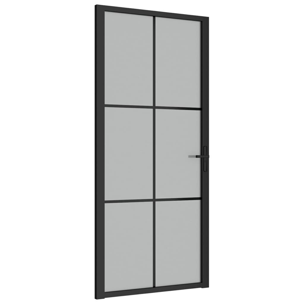 vidaXL Sisäovi 93x201,5 cm musta mattalasi ja alumiini hinta ja tiedot | Sisäovet | hobbyhall.fi