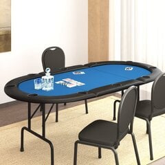 vidaXL 10 pelaajan kokoontaittuva pokeripöytä sininen 206x106x75 cm hinta ja tiedot | Korttipelit, pokeri | hobbyhall.fi