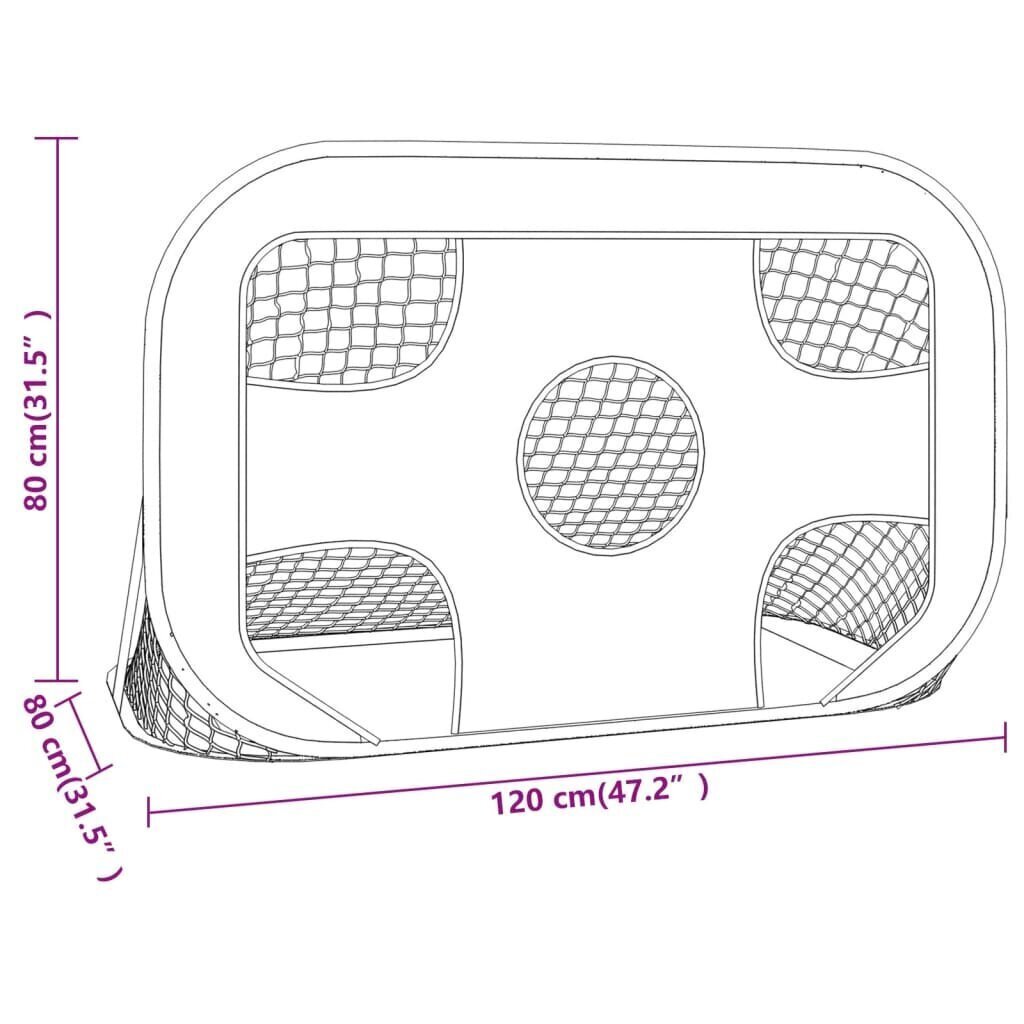 vidaXL Jalkapallomaaliverkko maalitauluilla 120x80x80 cm polyesteri hinta ja tiedot | Jalkapallomaalit ja verkot | hobbyhall.fi