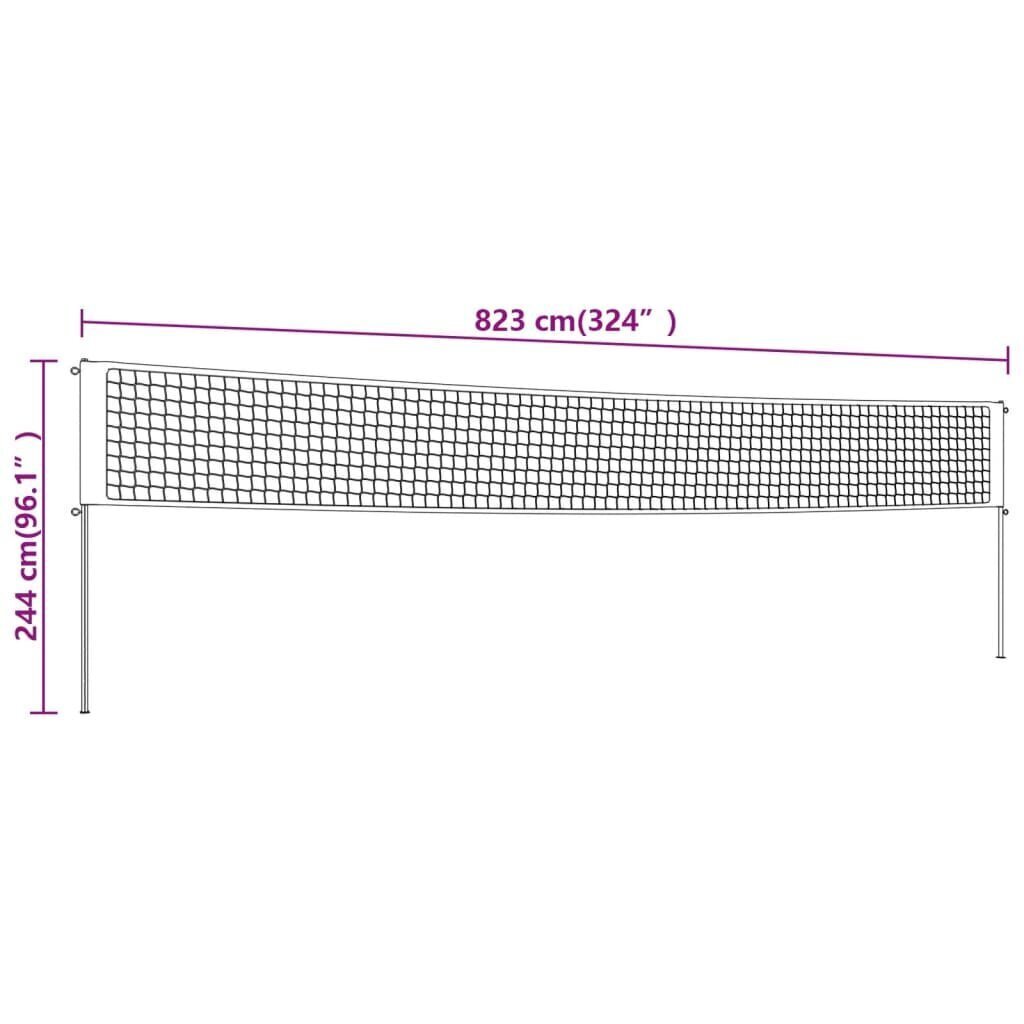 vidaXL Lentopalloverkko keltainen ja musta 823x244 cm PE-kangas hinta ja tiedot | Lentopalloverkot | hobbyhall.fi