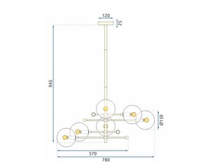 Kattovalaisin kultaiset lasipallot 6 kpl app919-6cp hinta ja tiedot | Riippuvalaisimet | hobbyhall.fi