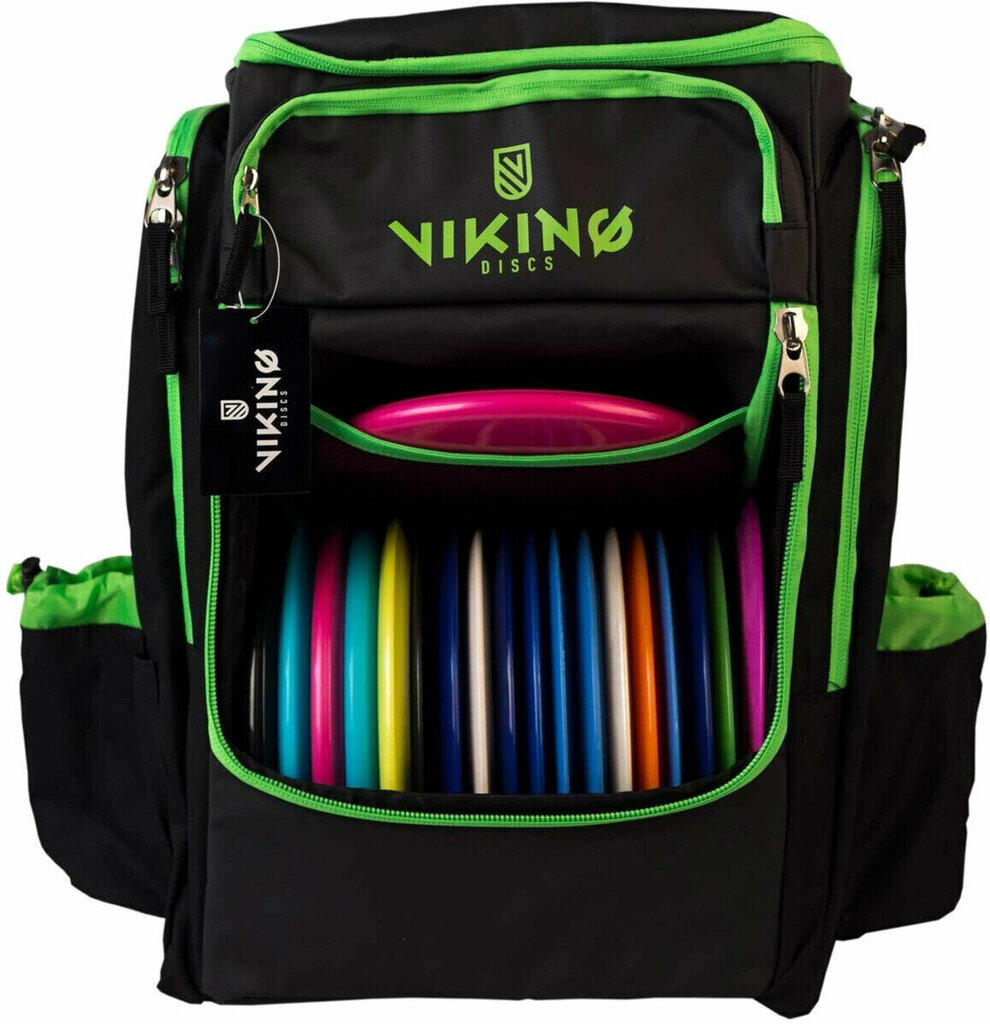 Viking Discs Tour Bag frisbeegolf reppu black/lime hinta ja tiedot | Frisbeegolf | hobbyhall.fi