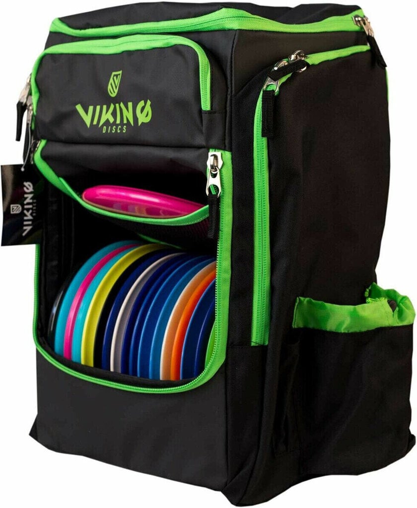 Viking Discs Tour Bag frisbeegolf reppu black/lime hinta ja tiedot | Frisbeegolf | hobbyhall.fi