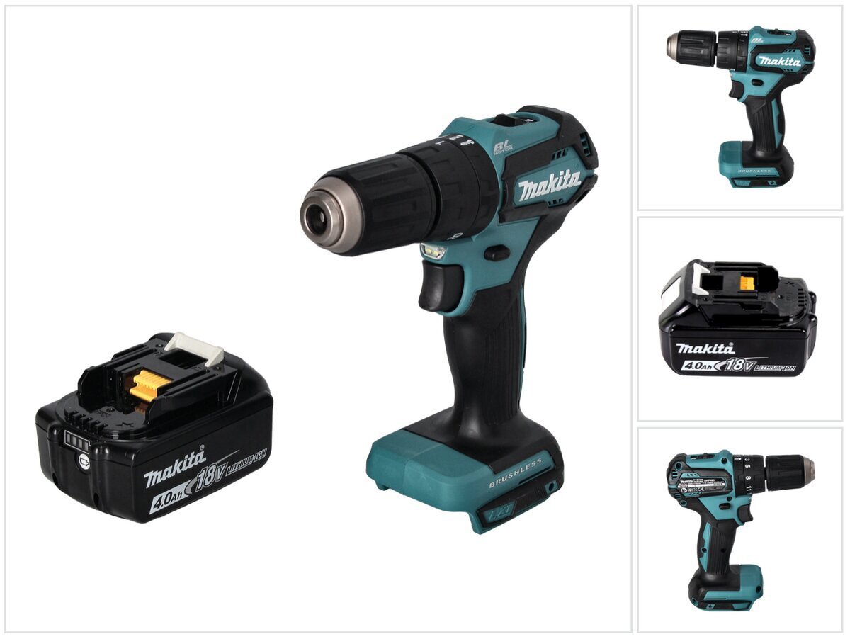 Makita DHP 483 M1 akkuiskuporakone 18 V 40 Nm + 1x akku 4,0 Ah - ilman laturia hinta ja tiedot | Akkuporakoneet ja ruuvinvääntimet | hobbyhall.fi