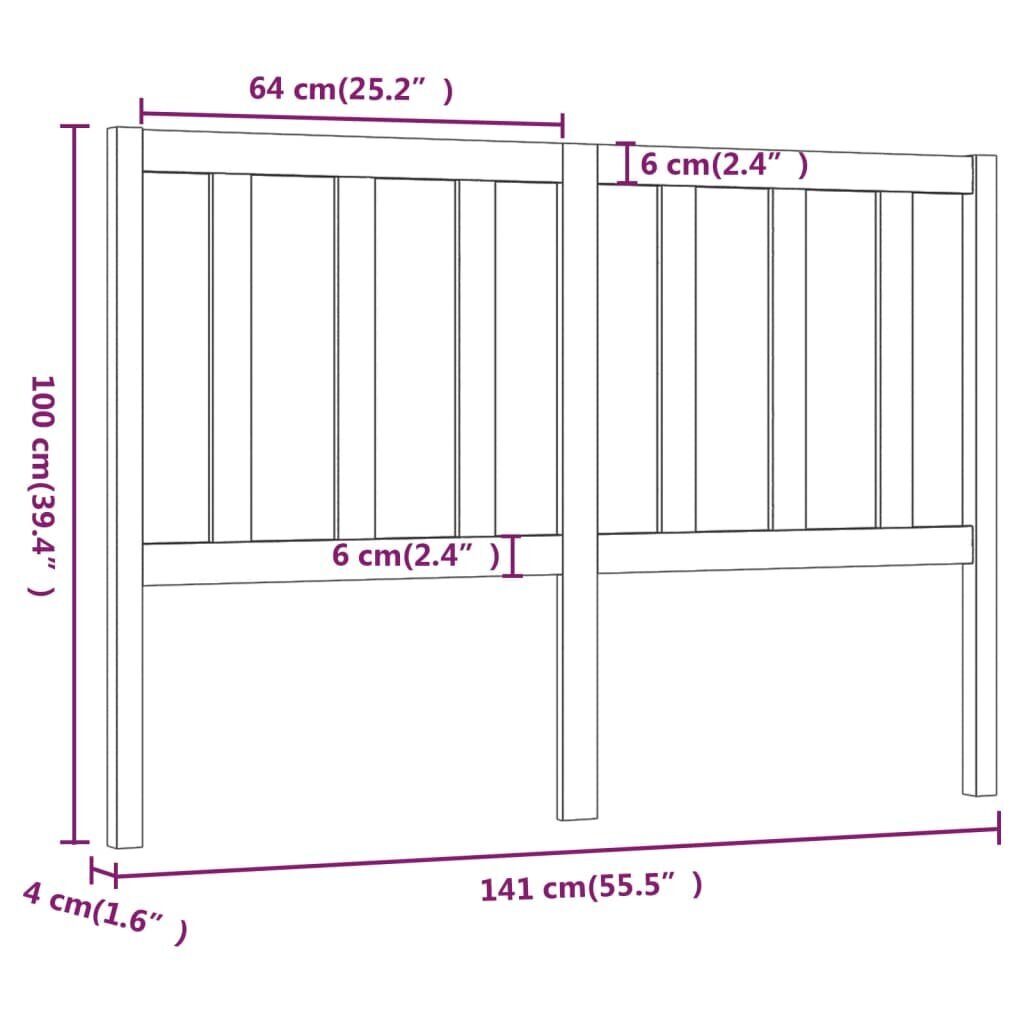 vidaXL Sängynpääty 141x4x100 cm täysi mänty hinta ja tiedot | Sängyt | hobbyhall.fi