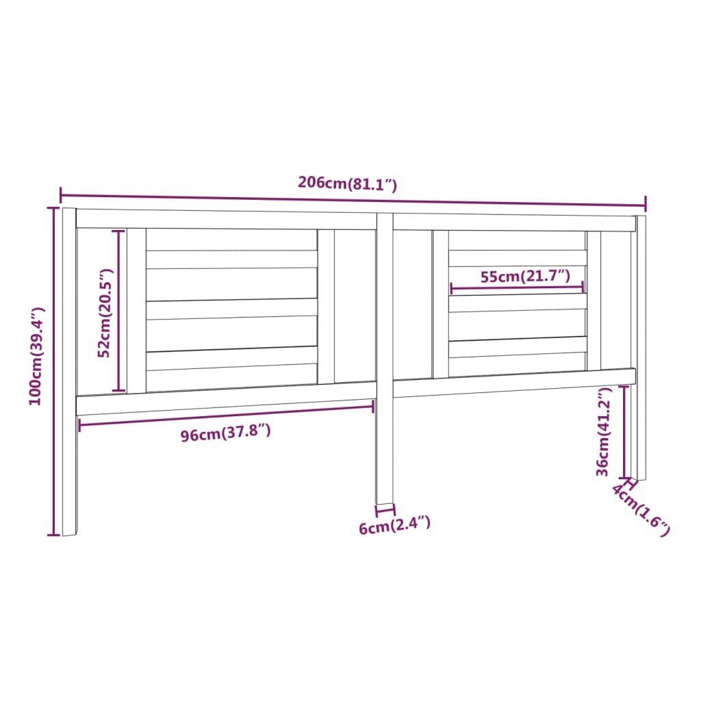 vidaXL Sängynpääty hunajanruskea 206x4x100 cm täysi mänty hinta ja tiedot | Sängyt | hobbyhall.fi