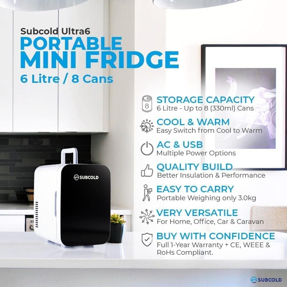 Subcold Ultra 6 Mini, kannettava jääkaappijäähdytin ja lämmitin, 6L, musta hinta ja tiedot | Matkajääkaapit ja kylmälaukut autoon | hobbyhall.fi