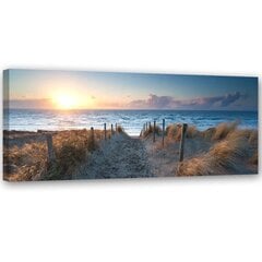 Canvas Print, auringonlasku rannalla meren rannalla /90x30 hinta ja tiedot | Taulut | hobbyhall.fi