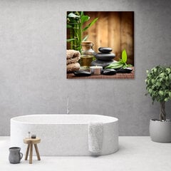 Canvas Print, Zen -koostumus mustasta kivestä ja bambusta /50x50 hinta ja tiedot | Taulut | hobbyhall.fi