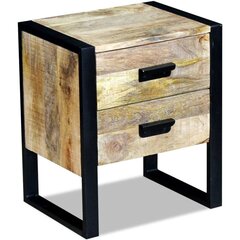 vidaXL Sivupöytä 2 Laatikolla Täysi Mangopuu 43x33x51 cm hinta ja tiedot | Yöpöydät | hobbyhall.fi