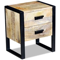 vidaXL Sivupöytä 2 Laatikolla Täysi Mangopuu 43x33x51 cm hinta ja tiedot | Yöpöydät | hobbyhall.fi