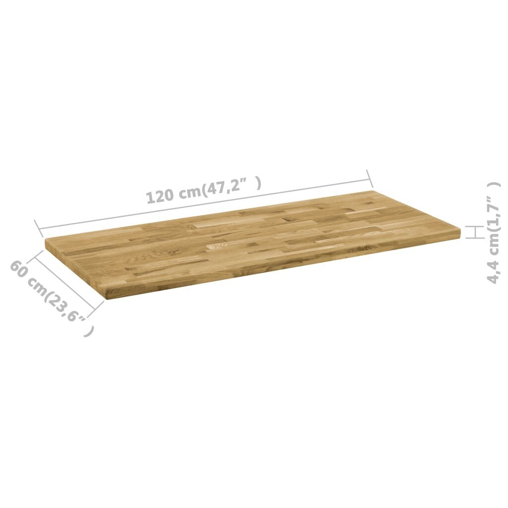 vidaXL Pöytälevy kiinteä tammipuu suorakaide 44 mm 120x60 cm hinta ja tiedot | Työtasot | hobbyhall.fi