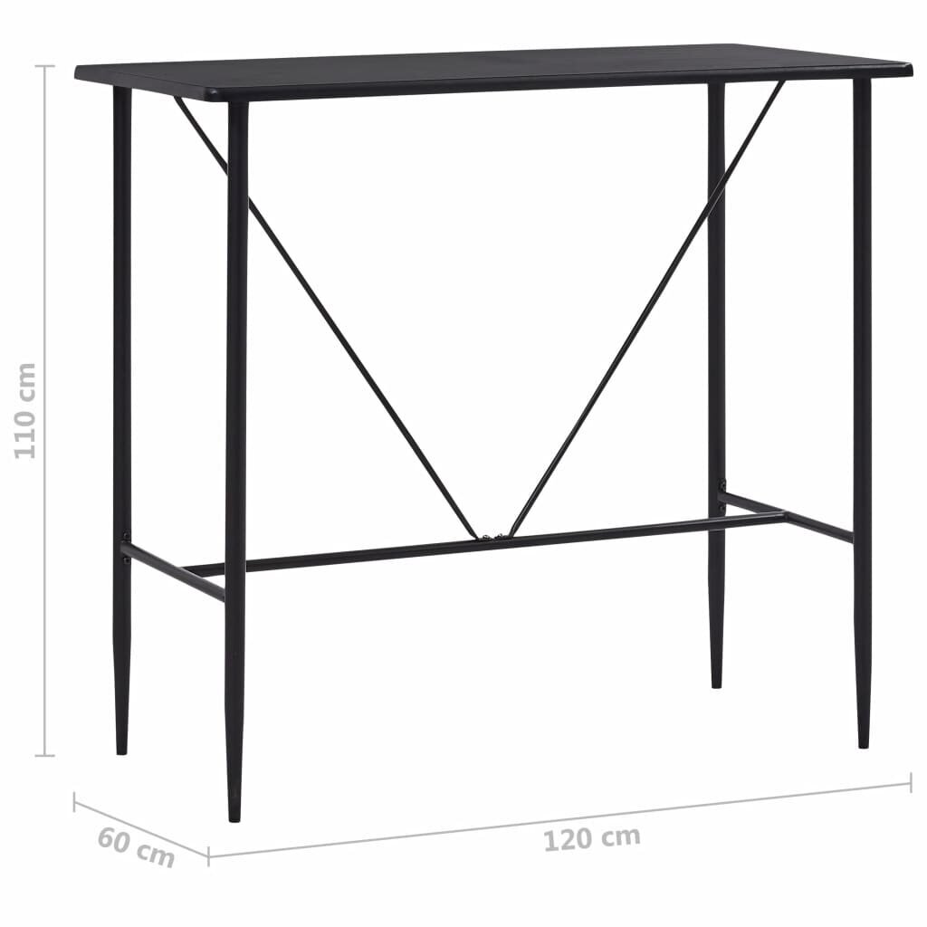 vidaXL Baaripöytä musta 120x60x110 cm MDF hinta ja tiedot | Ruokapöydät | hobbyhall.fi