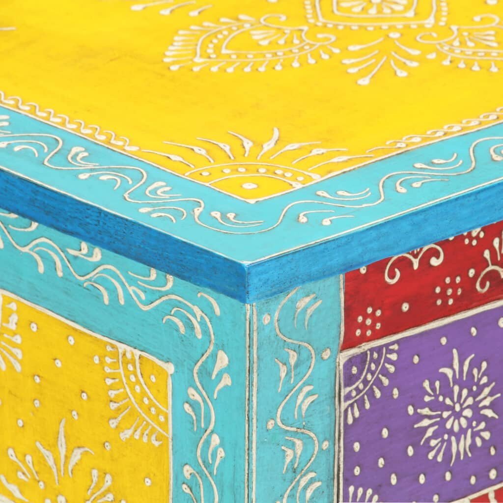 vidaXL Käsin maalattu yöpöytä 40x30x50 cm täysi mangopuu hinta ja tiedot | Yöpöydät | hobbyhall.fi