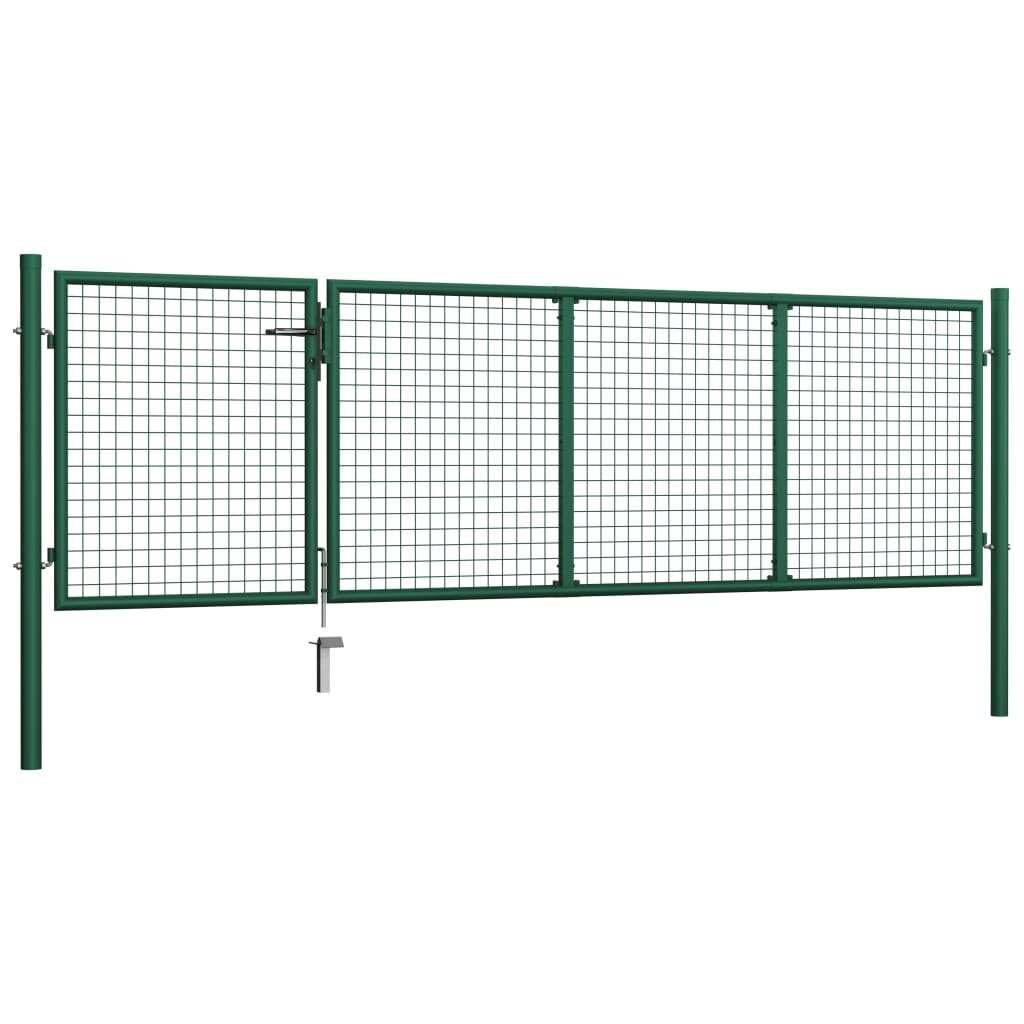 vidaXL Puutarhaportti teräs 350x100 cm vihreä hinta ja tiedot | Aidat ja tarvikkeet | hobbyhall.fi