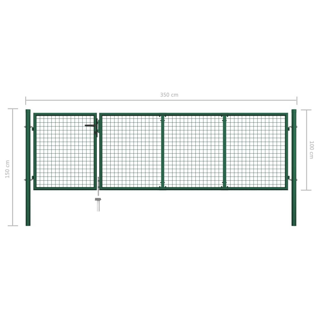 vidaXL Puutarhaportti teräs 350x100 cm vihreä hinta ja tiedot | Aidat ja tarvikkeet | hobbyhall.fi