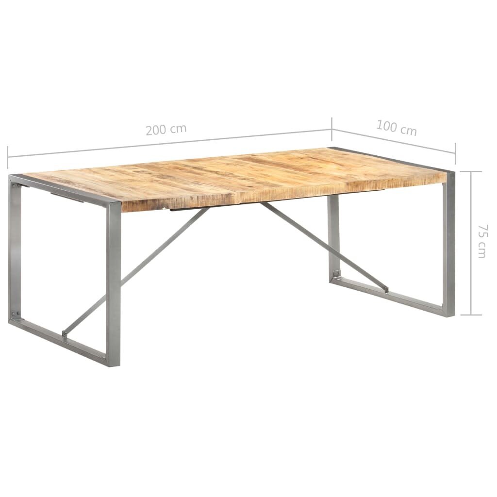 vidaXL Ruokapöytä 200x100x75 cm täysi karkea mangopuu hinta ja tiedot | Ruokapöydät | hobbyhall.fi
