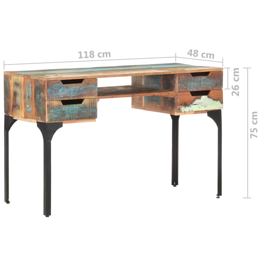 vidaXL Työpöytä 118x48x75 cm täysi kierrätetty puu hinta ja tiedot | Tietokonepöydät ja työpöydät | hobbyhall.fi