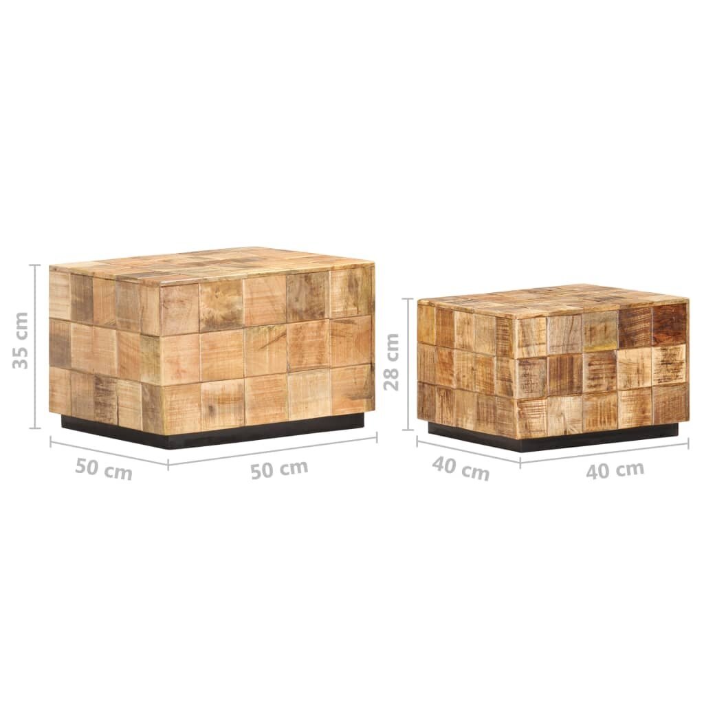 vidaXL Sohvapöydät 2 kpl laatikkotyyli karkea mangopuu hinta ja tiedot | Sohvapöydät | hobbyhall.fi