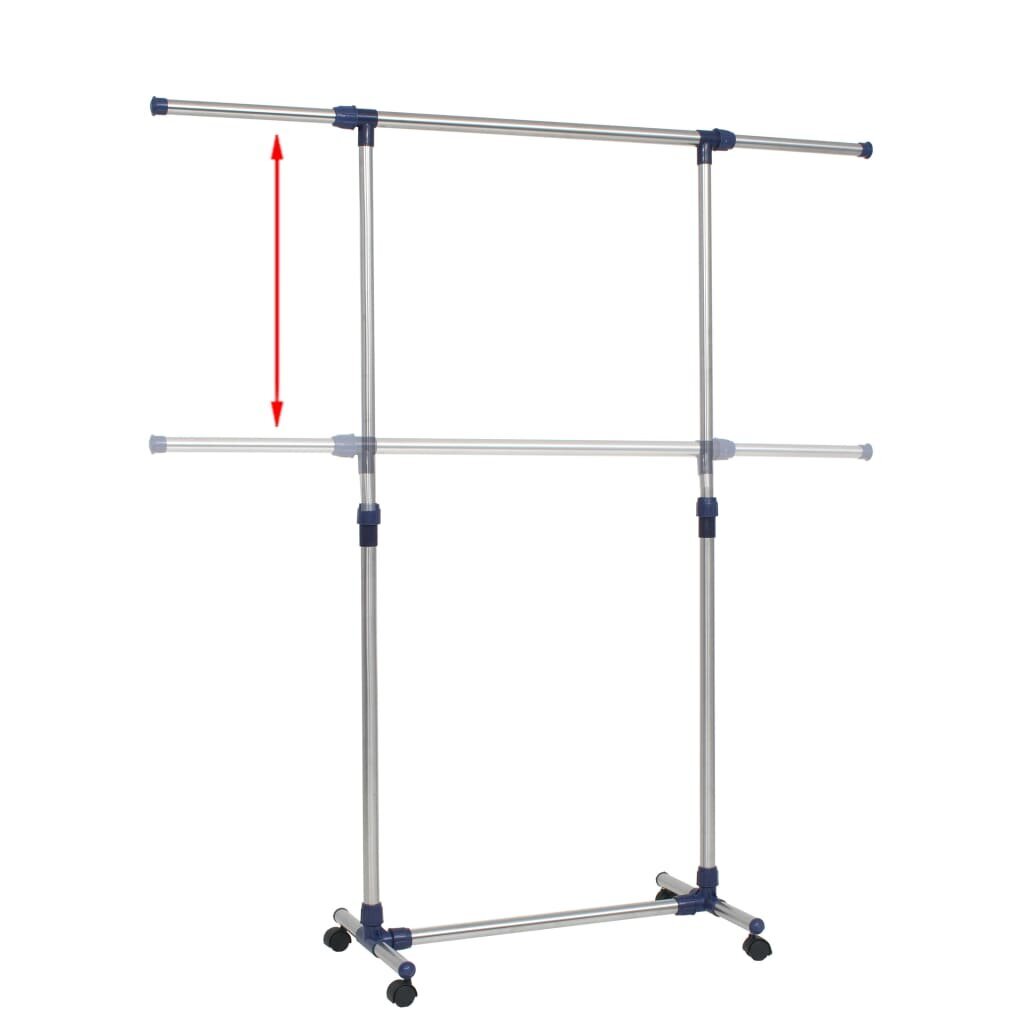 vidaXL Säädettävä vaatetanko ruostumaton teräs 165x44x150 cm hopea hinta ja tiedot | Kaapit | hobbyhall.fi