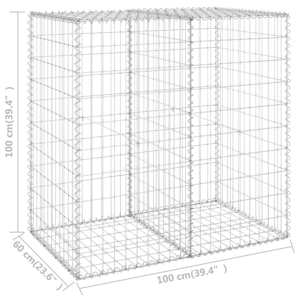 vidaXL Gabion-kivikori kansilla galvanoitu teräs 100x60x100 cm hinta ja tiedot | Aidat ja tarvikkeet | hobbyhall.fi