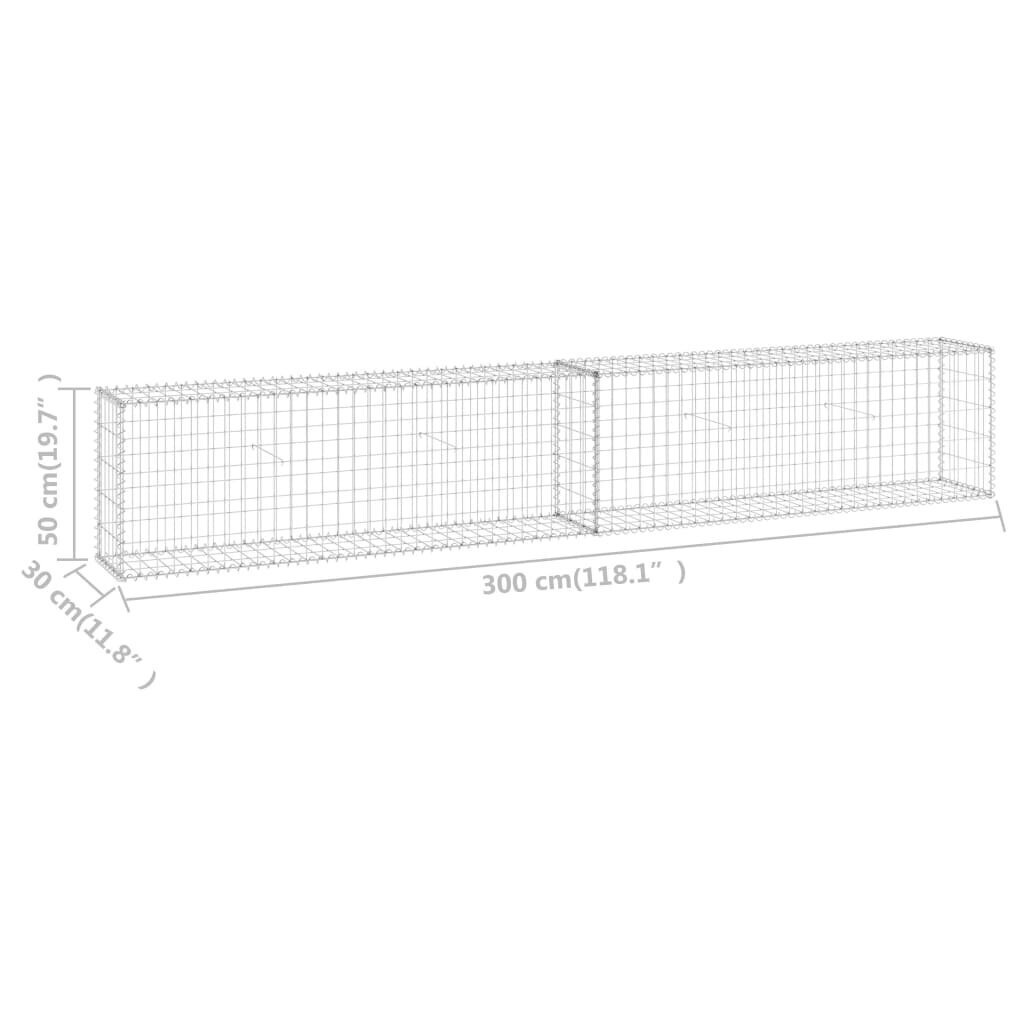 vidaXL Gabion-kivikori kansilla galvanoitu teräs 300x30x50 cm hinta ja tiedot | Aidat ja tarvikkeet | hobbyhall.fi