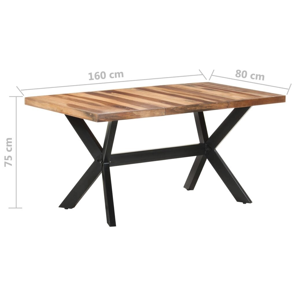 vidaXL Ruokapöytä 160x80x75 cm täysi puu hunajaviimeistelyllä hinta ja tiedot | Ruokapöydät | hobbyhall.fi