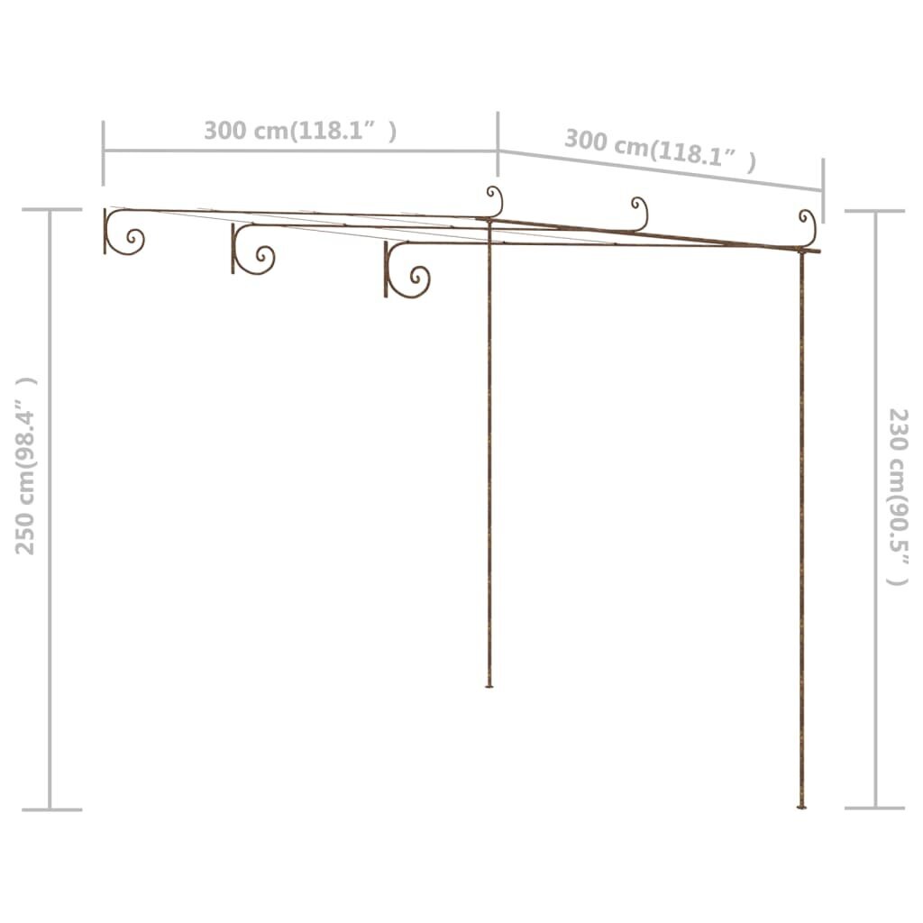 vidaXL Puutarhan pergola antiikkiruskea 3x3x2,5 m rauta hinta ja tiedot | Kukkatelineet ja kukkapöydät | hobbyhall.fi