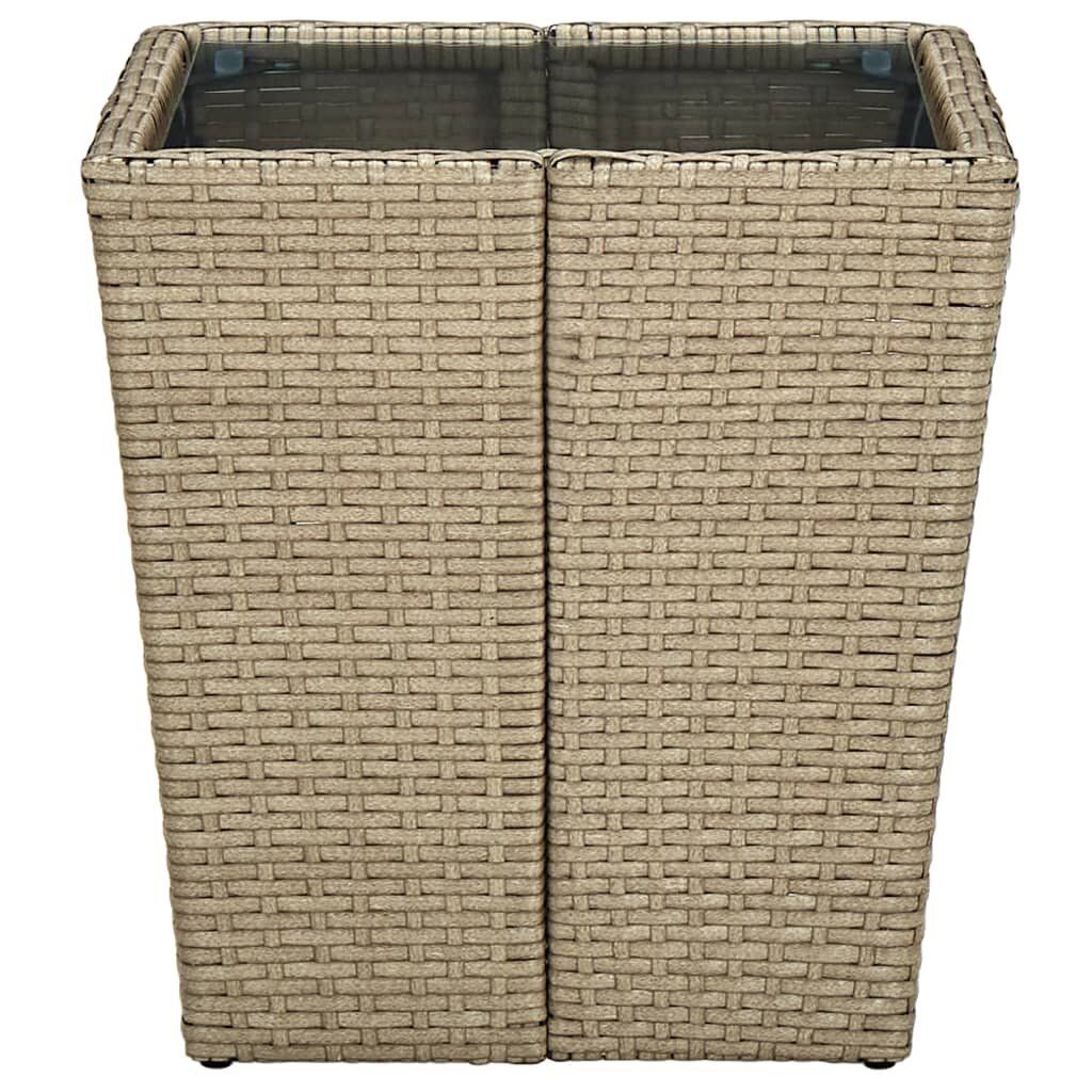 vidaXL Teepöytä beige 41,5x41,5x44 cm polyrottinki ja karkaistu lasi hinta ja tiedot | Puutarhapöydät | hobbyhall.fi