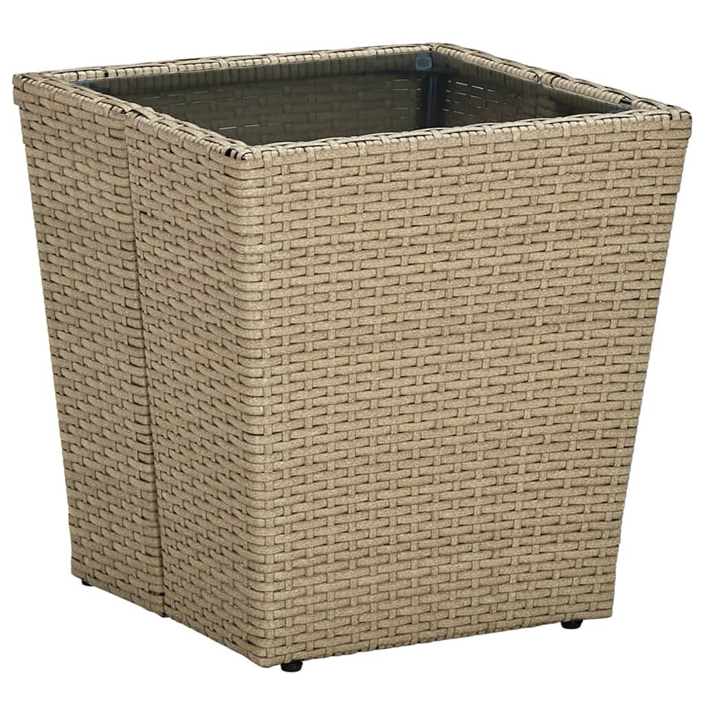 vidaXL Teepöytä beige 41,5x41,5x44 cm polyrottinki ja karkaistu lasi hinta ja tiedot | Puutarhapöydät | hobbyhall.fi