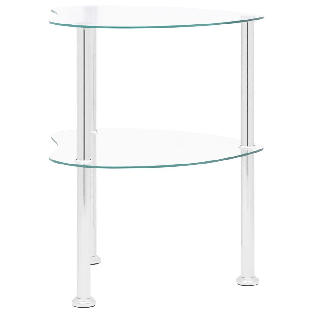 vidaXL 2-tasoinen sivupöytä läpinäkyvä 38x38x50 cm karkaistu lasi hinta ja tiedot | Sohvapöydät | hobbyhall.fi