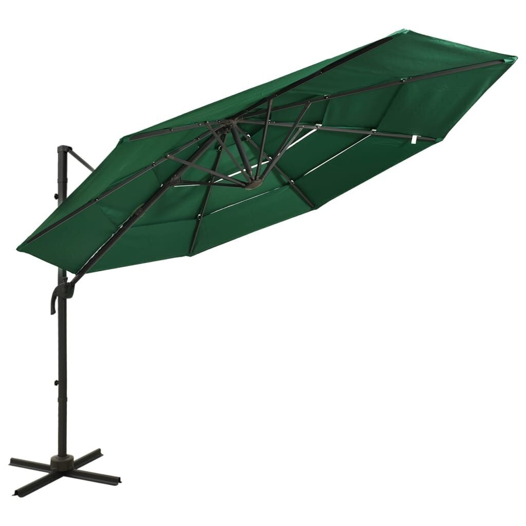 vidaXL 4-tasoinen aurinkovarjo alumiinitanko vihreä 3x3 m hinta ja tiedot | Aurinkovarjot ja markiisit | hobbyhall.fi