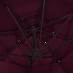 vidaXL 4-tasoinen aurinkovarjo alumiinitanko viininpunainen 3x3 m hinta ja tiedot | Aurinkovarjot ja markiisit | hobbyhall.fi