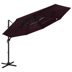 vidaXL 4-tasoinen aurinkovarjo alumiinitanko viininpunainen 3x3 m hinta ja tiedot | Aurinkovarjot ja markiisit | hobbyhall.fi