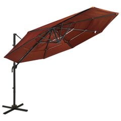 vidaXL 4-tasoinen aurinkovarjo alumiinitanko terrakotta 3x3 m hinta ja tiedot | Aurinkovarjot ja markiisit | hobbyhall.fi