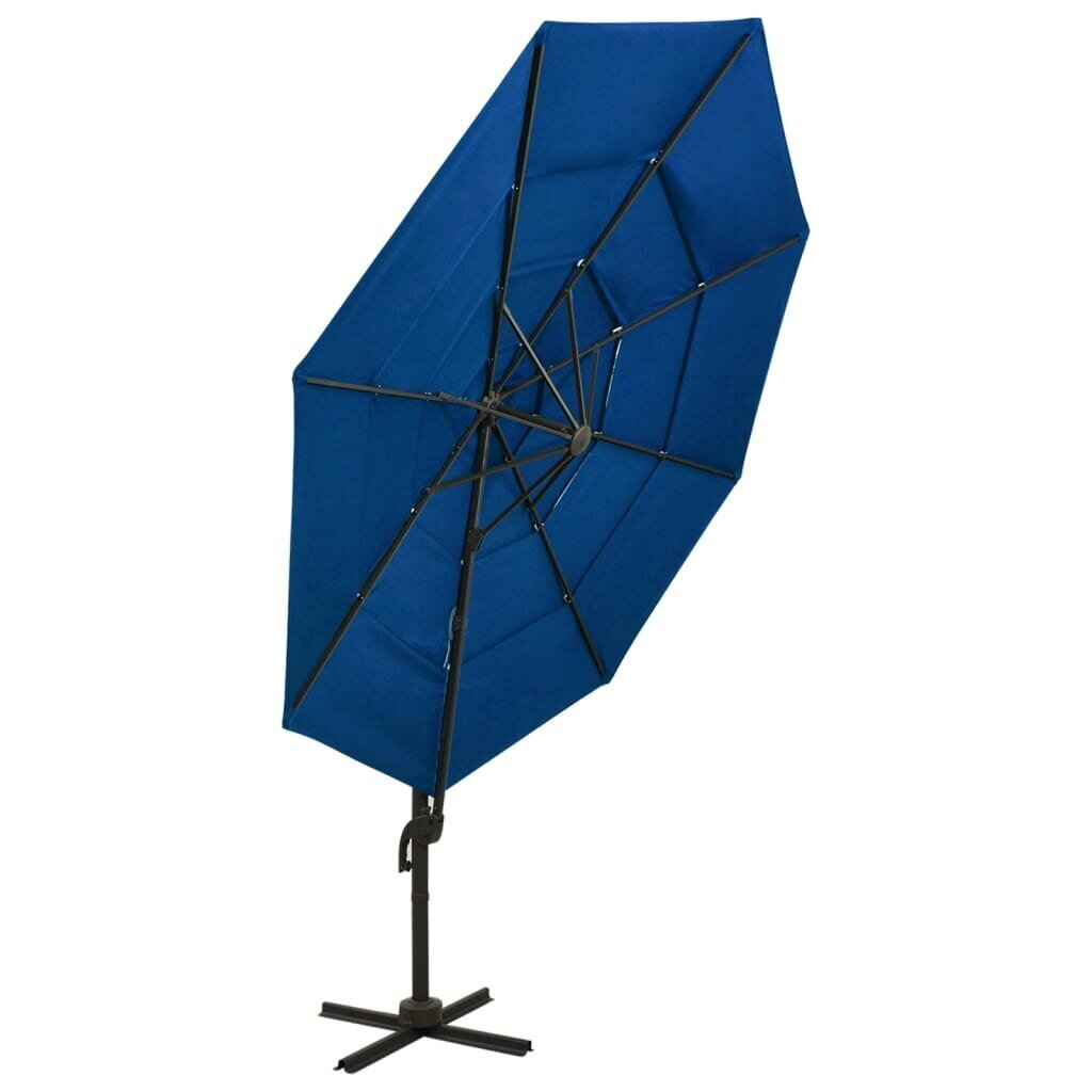 vidaXL 4-tasoinen aurinkovarjo alumiinitanko taivaansininen 3x3 m hinta ja tiedot | Aurinkovarjot ja markiisit | hobbyhall.fi