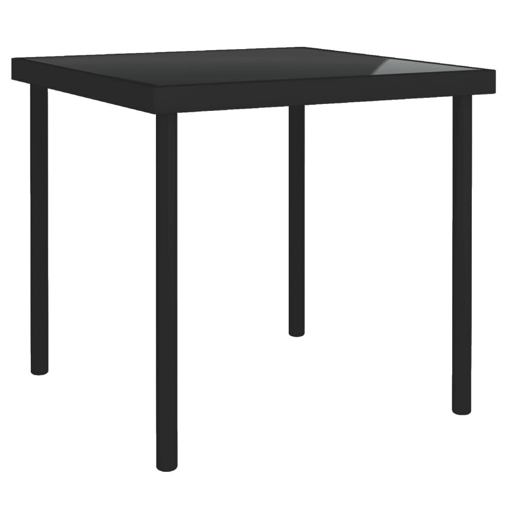 vidaXL Ulkoruokapöytä musta 80x80x72 cm lasi ja teräs hinta ja tiedot | Puutarhapöydät | hobbyhall.fi