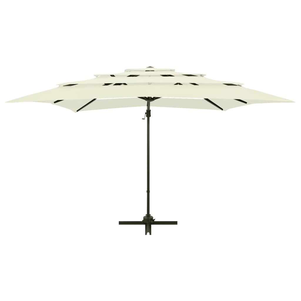 vidaXL 4-tasoinen Aurinkovarjo alumiinitanko hiekka 250x250 cm hinta ja tiedot | Aurinkovarjot ja markiisit | hobbyhall.fi