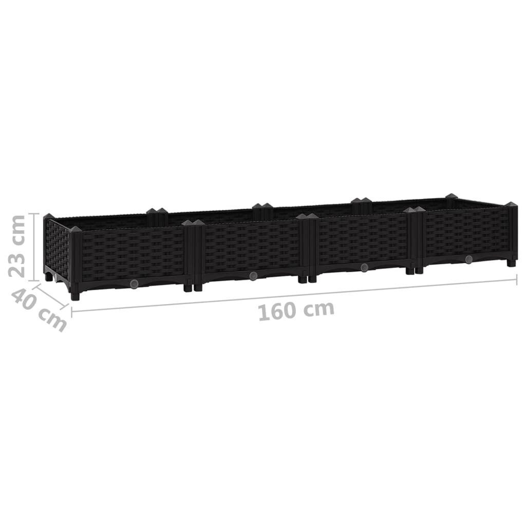 vidaXL Korotettu kukkalaatikko 160x40x23 cm polypropeeni hinta ja tiedot | Istutusruukut ja minikasvihuoneet | hobbyhall.fi