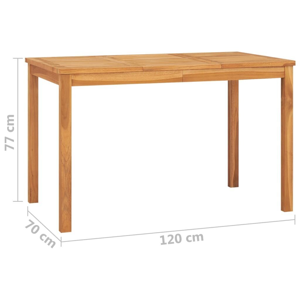 vidaXL Puutarhan ruokapöytä 120x70x77 cm täysi tiikki hinta ja tiedot | Puutarhapöydät | hobbyhall.fi