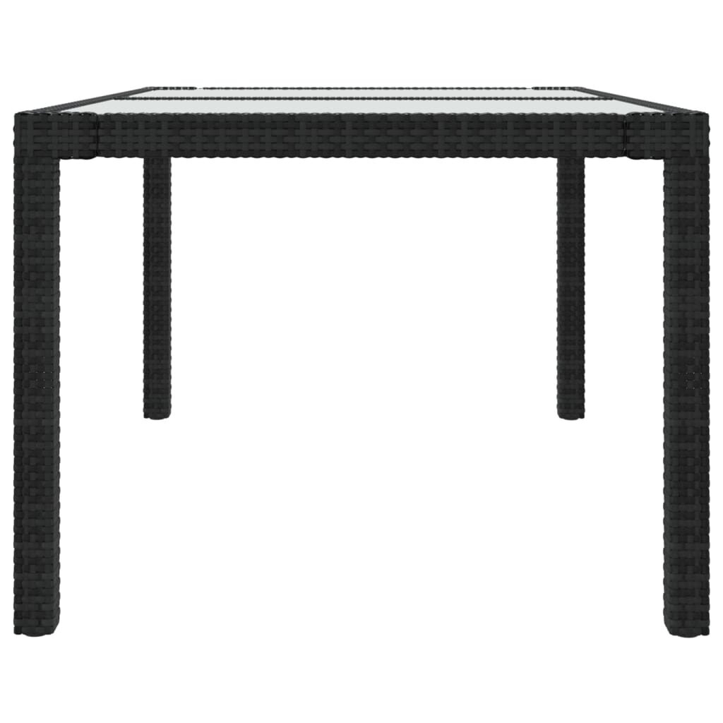 vidaXL Puutarhapöytä 150x90x75cm karkaistu lasi ja polyrottinki musta hinta ja tiedot | Puutarhapöydät | hobbyhall.fi