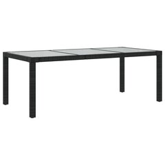 vidaXL Puutarhapöytä 190x90x75 cm karkaistu lasi ja polyrottinki musta hinta ja tiedot | Puutarhapöydät | hobbyhall.fi