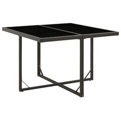 vidaXL Puutarhapöytä musta 109x107x74 cm polyrottinki ja lasi hinta ja tiedot | Puutarhapöydät | hobbyhall.fi