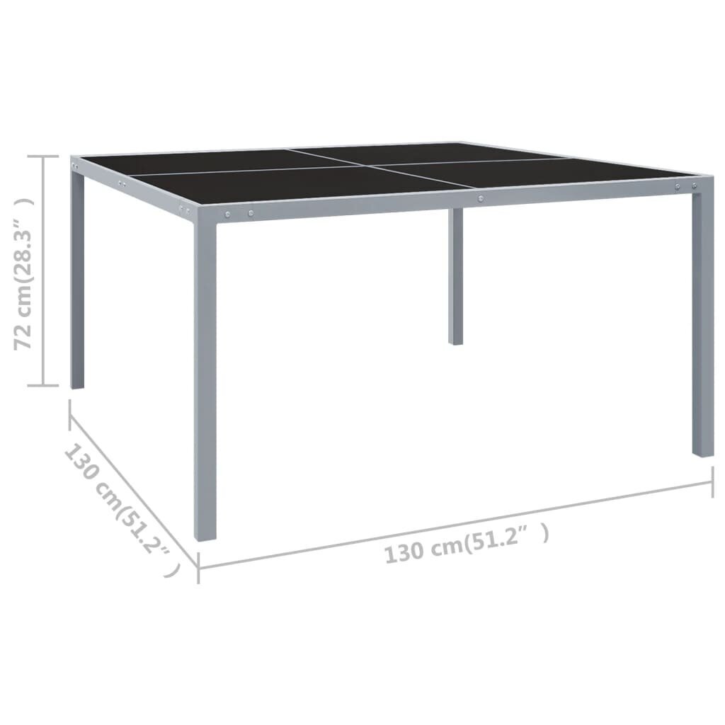 vidaXL Puutarhapöytä 130x130x72 cm harmaa teräs ja lasi hinta ja tiedot | Puutarhapöydät | hobbyhall.fi