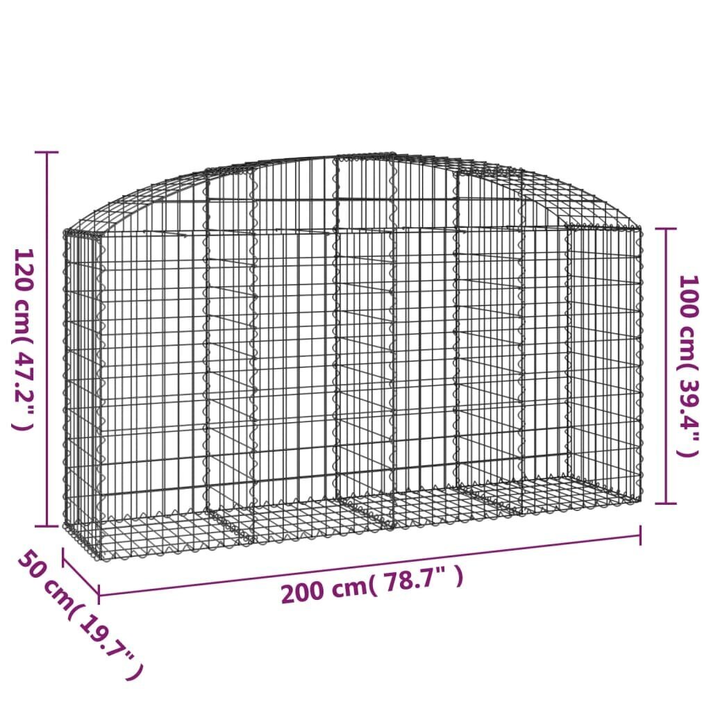 vidaXL Kaareva kivikori 200x50x100/120 cm galvanoitu rauta hinta ja tiedot | Aidat ja tarvikkeet | hobbyhall.fi