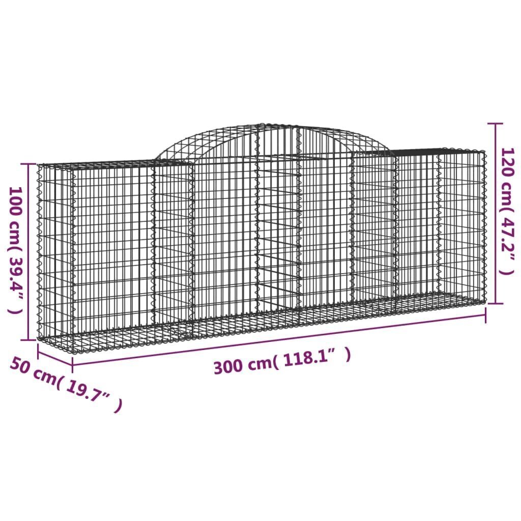 vidaXL Kaareva kivikori 300x50x100/120 cm galvanoitu rauta hinta ja tiedot | Aidat ja tarvikkeet | hobbyhall.fi