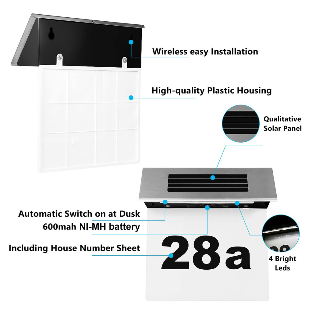 LED-valaisin talon numero, Goapa hinta ja tiedot | Postilaatikot ja talonumerot | hobbyhall.fi