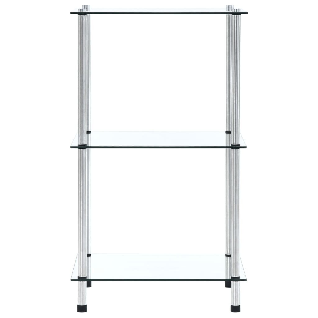 vidaXL 3-kerroksinen hylly läpinäkyvä 40x40x67 cm karkaistu lasi hinta ja tiedot | Hyllyt | hobbyhall.fi