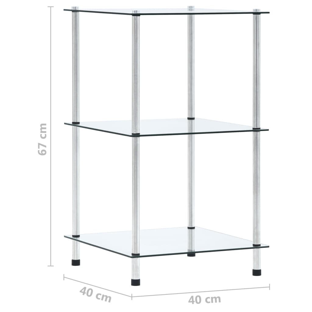 vidaXL 3-kerroksinen hylly läpinäkyvä 40x40x67 cm karkaistu lasi hinta ja tiedot | Hyllyt | hobbyhall.fi